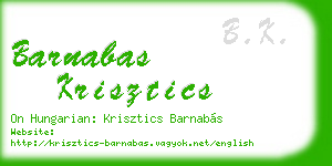 barnabas krisztics business card
