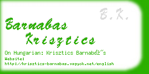 barnabas krisztics business card